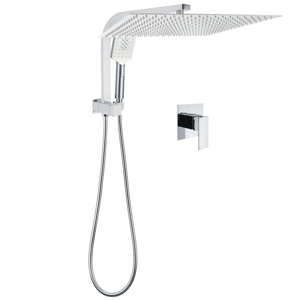 WELS Square Chrome 16" Large Shower Head 3 Mode Handheld Diverter Wall Arm 2in1 Set + Mixer - Furniture > Bathroom > Shower Heads & Screens - Rivercity House & Home Co. (ABN 18 642 972 209) - Affordable Modern Furniture Australia
