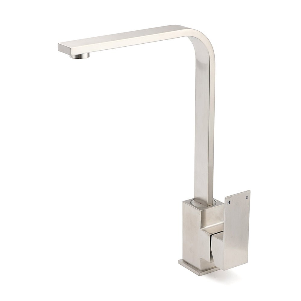 WELS Square Kitchen Sink Laundry Mixer 360º Swivel Faucet Tap Set Brushed Nickel - Furniture > Bathroom > Shower Heads & Screens - Rivercity House & Home Co. (ABN 18 642 972 209) - Affordable Modern Furniture Australia