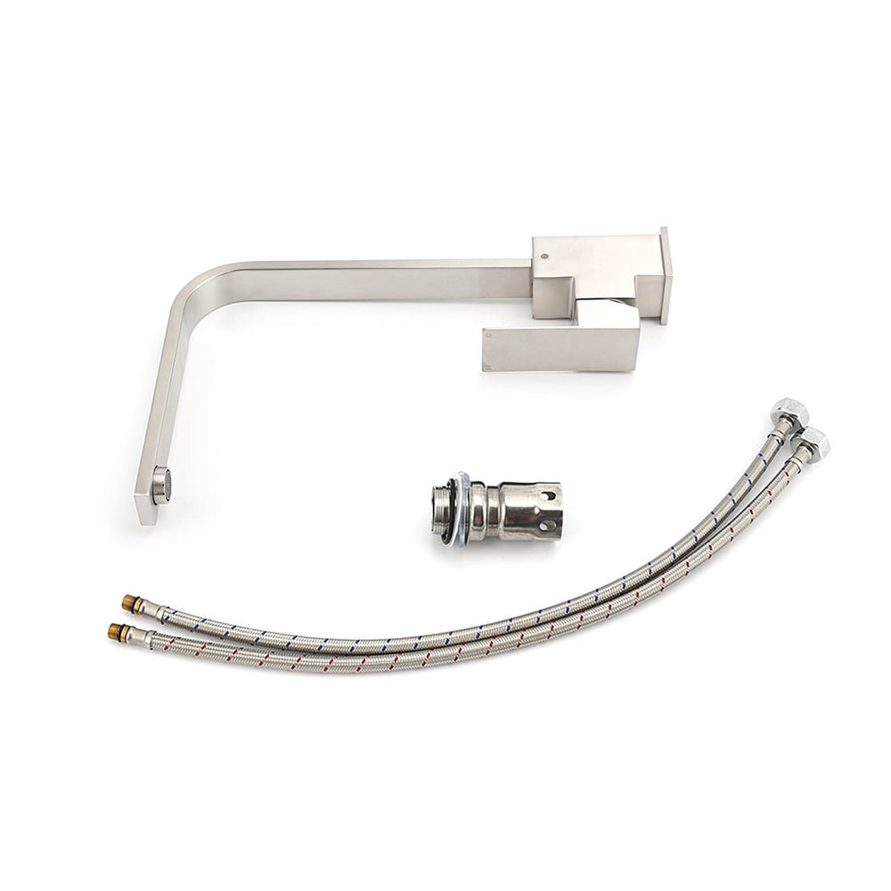 WELS Square Kitchen Sink Laundry Mixer 360º Swivel Faucet Tap Set Brushed Nickel - Furniture > Bathroom > Shower Heads & Screens - Rivercity House & Home Co. (ABN 18 642 972 209) - Affordable Modern Furniture Australia