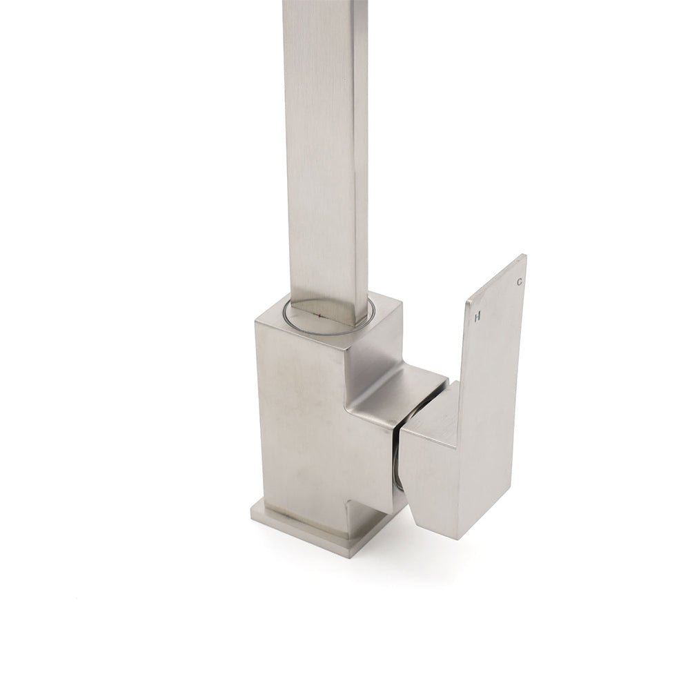 WELS Square Kitchen Sink Laundry Mixer 360º Swivel Faucet Tap Set Brushed Nickel - Furniture > Bathroom > Shower Heads & Screens - Rivercity House & Home Co. (ABN 18 642 972 209) - Affordable Modern Furniture Australia