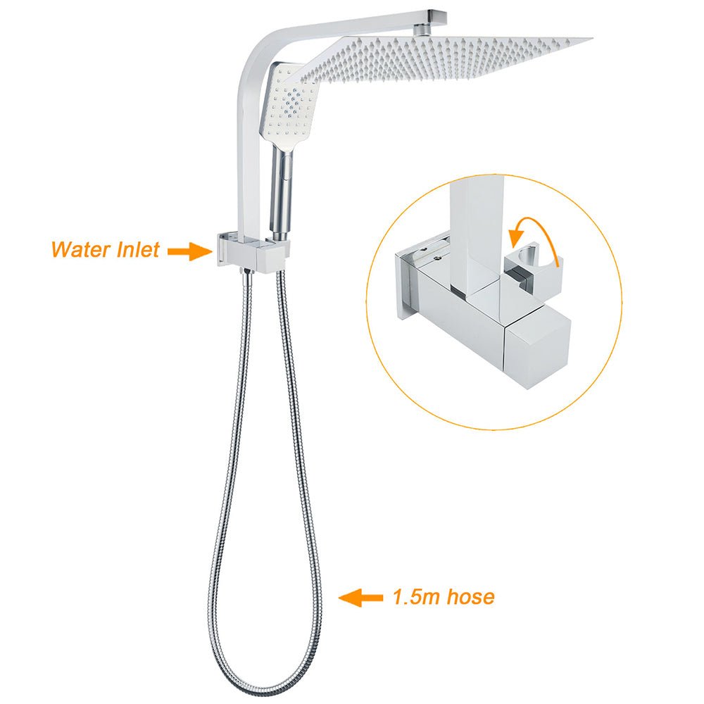 WELS Square Large 12" Shower Head 3 Mode Handheld Diverter Wall Arm 2in1 Set + Taps - Furniture > Bathroom > Shower Heads & Screens - Rivercity House & Home Co. (ABN 18 642 972 209) - Affordable Modern Furniture Australia