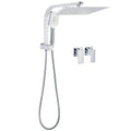 12" Square Large 2in1 Shower Head Set with 3 Mode Handheld, Diverter, Wall Arm & Taps - Chrome