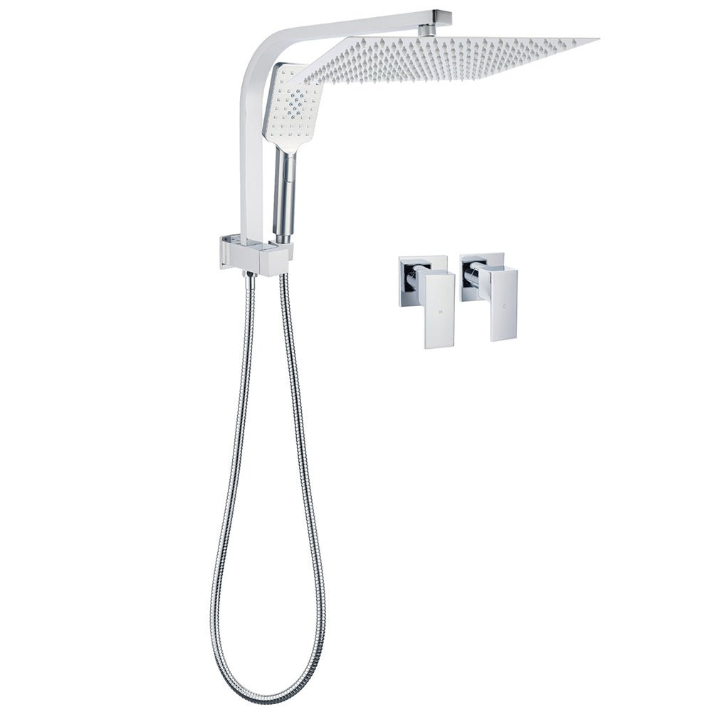 WELS Square Large 12" Shower Head 3 Mode Handheld Diverter Wall Arm 2in1 Set + Taps - Furniture > Bathroom > Shower Heads & Screens - Rivercity House & Home Co. (ABN 18 642 972 209) - Affordable Modern Furniture Australia