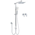Square 8" Rainfall Shower Head 3-Mode Handheld with Sliding Rail, Wall Arm & Twin Taps - Polished Chrome