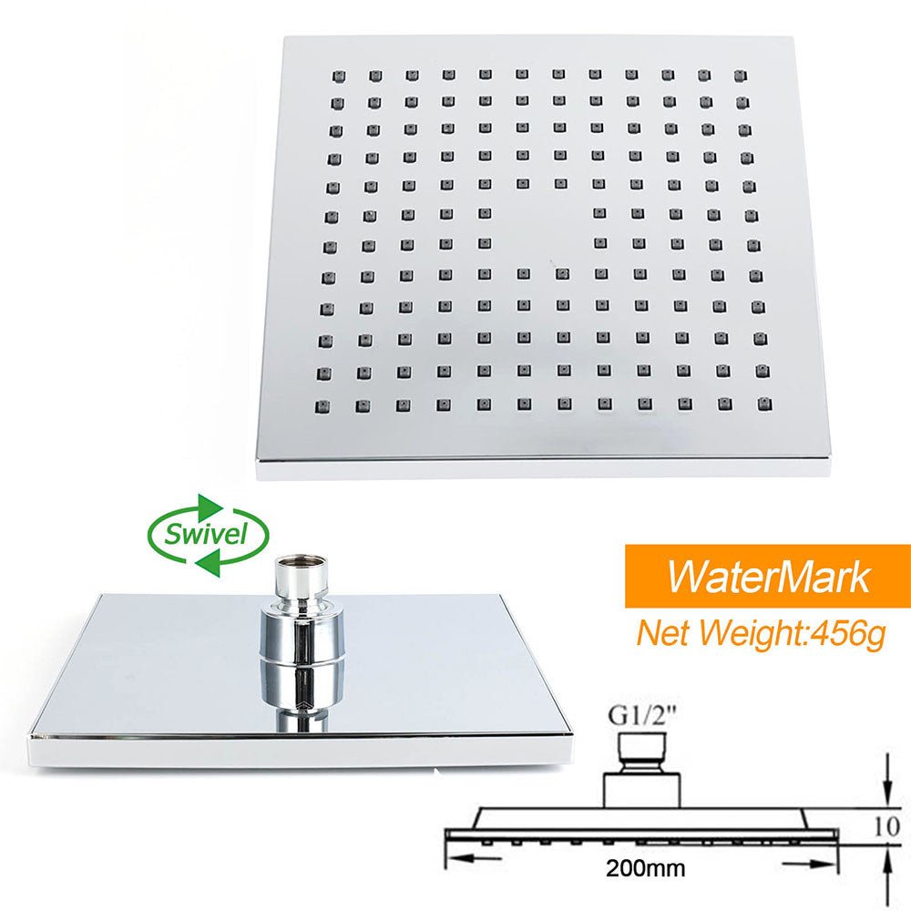 WELS Square Plastic Shower 8" Rainfall Head 3 Mode Handheld Sliding Rail Wall Arm With Mixer - Furniture > Bathroom > Shower Heads & Screens - Rivercity House & Home Co. (ABN 18 642 972 209) - Affordable Modern Furniture Australia