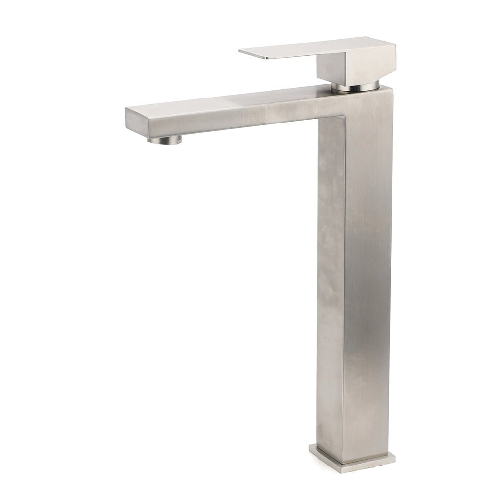 WELS Square Tall Basin Vessel Mixer Faucet Tap Kitchen Laundry Brushed Nickel - Furniture > Bathroom > Shower Heads & Screens - Rivercity House & Home Co. (ABN 18 642 972 209) - Affordable Modern Furniture Australia