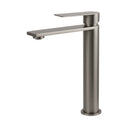Square Tall Flat Handle Basin Mixer Sink Faucet Spout - Grey Metal