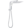 Square 12 Inch Twin Shower Head with 3-Mode Handheld Diverter Wall Arm Set - Chrome
