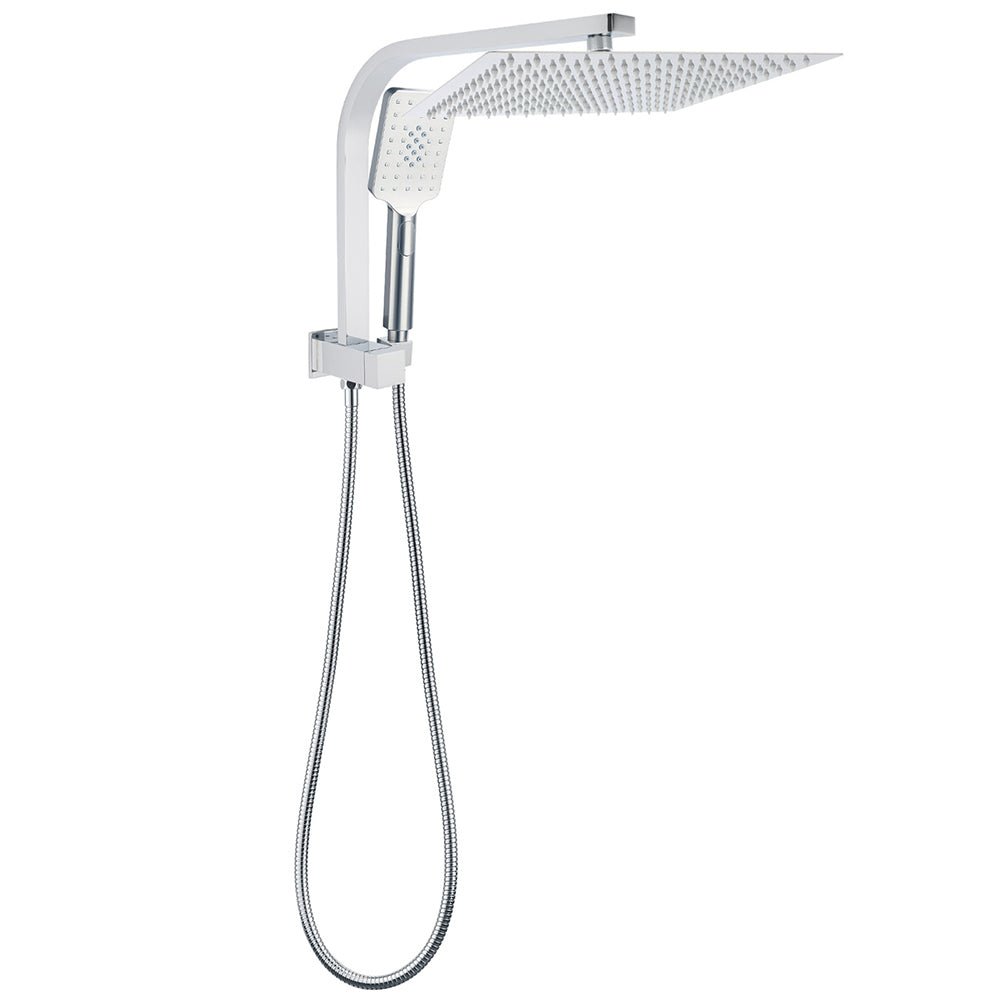 WELS Square Twin Shower Head Chrome 12 inch 3 Mode Handheld Diverter Wall Arm Set - Furniture > Bathroom > Shower Heads & Screens - Rivercity House & Home Co. (ABN 18 642 972 209) - Affordable Modern Furniture Australia