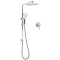 Twin 10" Rainfall Shower Set with 3-Mode Handheld & Slide Rail Mixer - Chrome