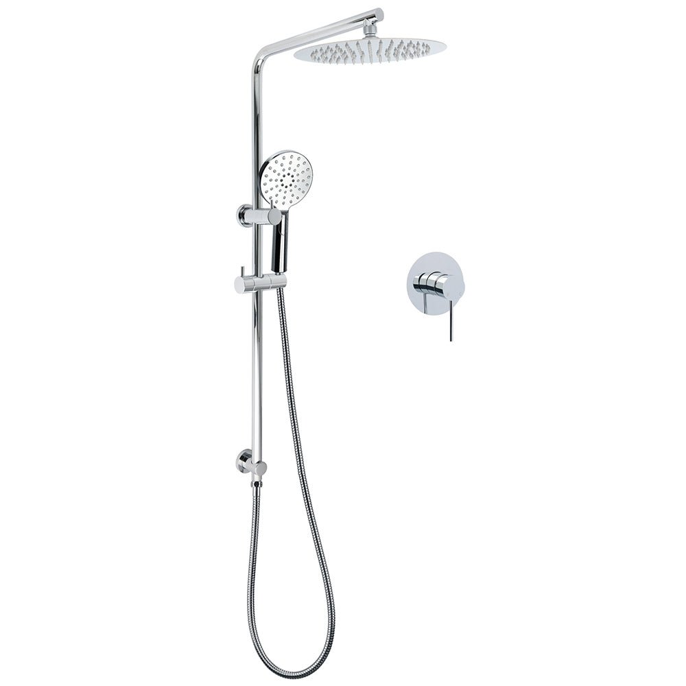 WELS Twin Shower Set 10" Rainfall Head 3 Modes Handheld Rose Silde Rail Chrome Round Mixer - Furniture > Bathroom > Shower Heads & Screens - Rivercity House & Home Co. (ABN 18 642 972 209) - Affordable Modern Furniture Australia