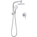 Twin 8" Rainfall Shower Set with 3-Mode Handheld, Diverter, Gooseneck Wall Arm & Mixer - Chrome