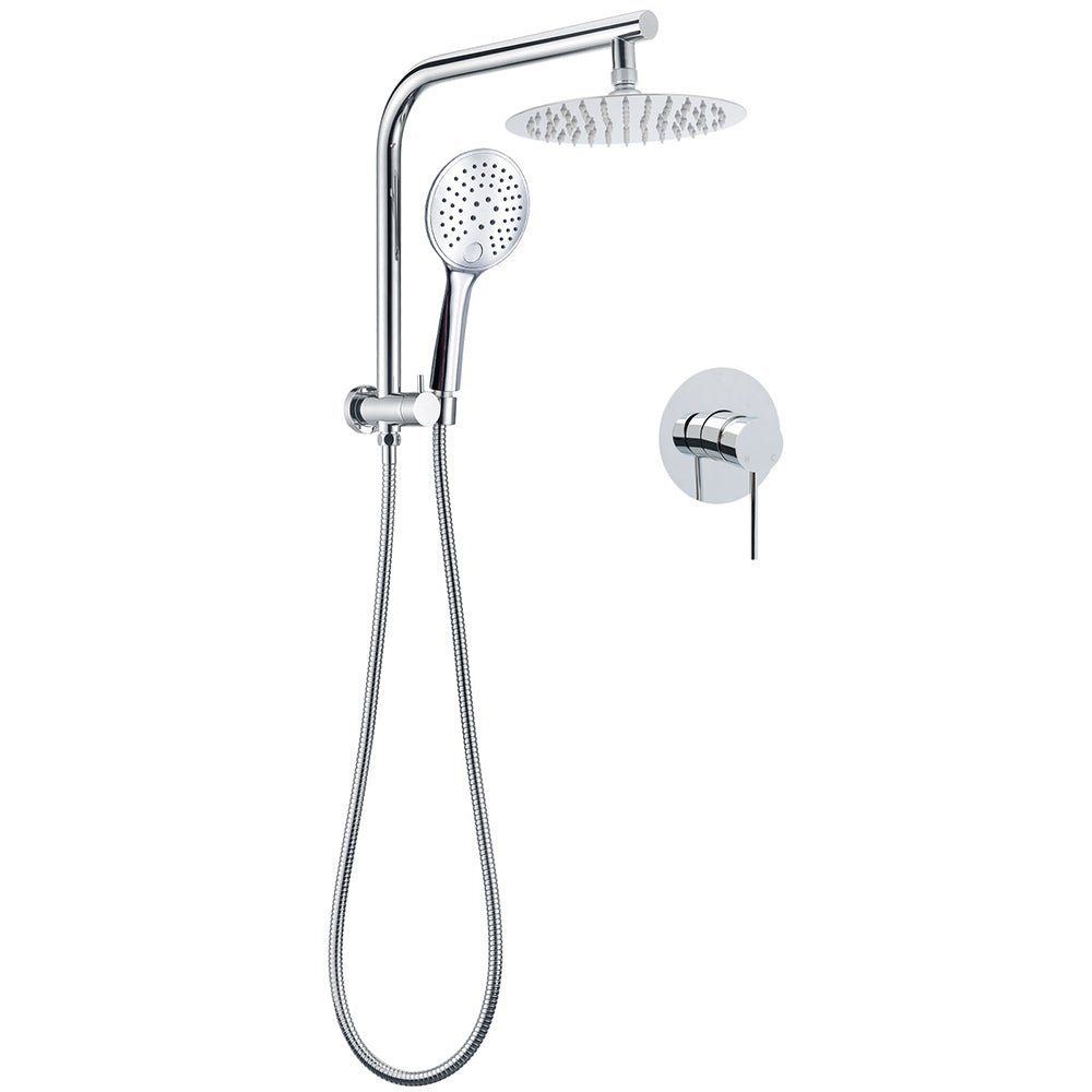 WELS Twin Shower Set 8" Rain Head 3 Modes Handheld Diverter Gooseneck Wall Arm + Mixer - Furniture > Bathroom > Shower Heads & Screens - Rivercity House & Home Co. (ABN 18 642 972 209) - Affordable Modern Furniture Australia
