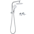 Twin Shower Set 8" Rainfall Head 3-Mode Handheld with Diverter Gooseneck Wall Arm & Taps - Chrome