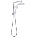 Twin Shower Set 8" Rainfall Head 3-Mode Handheld with Diverter & Gooseneck Wall Arm - Chrome