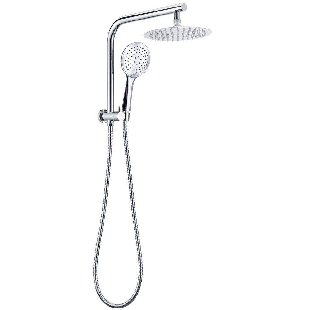 WELS Twin Shower Set 8" Rain Head 3 Modes Handheld Switch Diverter Gooseneck Wall Arm - Furniture > Bathroom > Shower Heads & Screens - Rivercity House & Home Co. (ABN 18 642 972 209) - Affordable Modern Furniture Australia