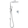 Twin 12" Round Rainfall Shower Set with 3-Mode Handheld, Slide Rail & Mixer - Chrome