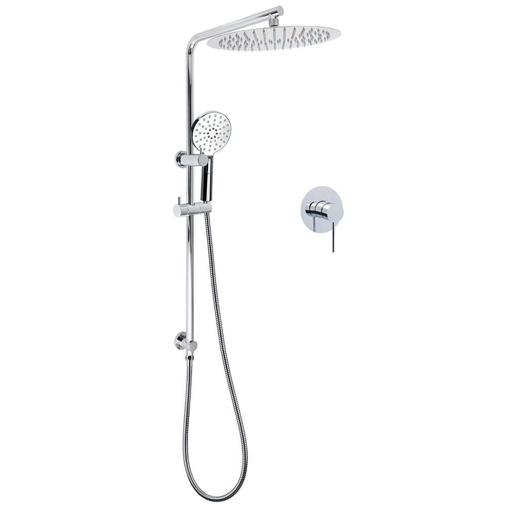 WELS Twin Shower Set Large Round 12" Rainfall Head 3 Modes Handheld Silde Rail + Mixer - Furniture > Bathroom > Shower Heads & Screens - Rivercity House & Home Co. (ABN 18 642 972 209) - Affordable Modern Furniture Australia