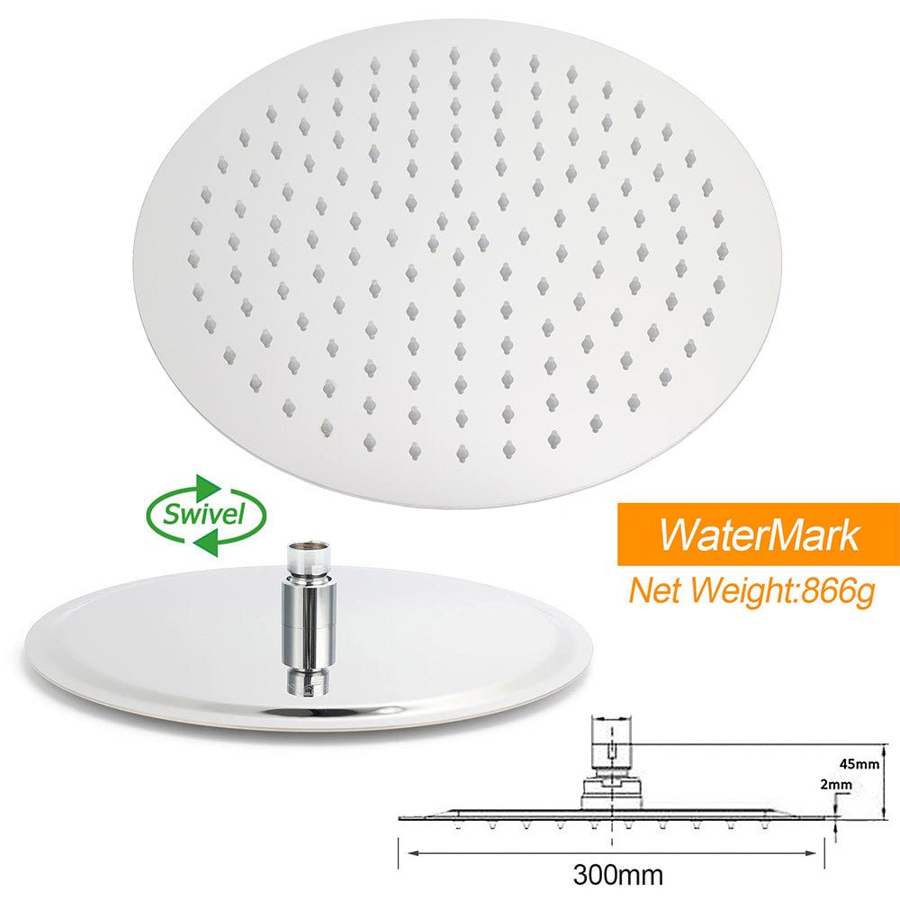 WELS Twin Shower Set Large Round 12" Rainfall Head 3 Modes Handheld Silde Rail - Furniture > Bathroom > Shower Heads & Screens - Rivercity House & Home Co. (ABN 18 642 972 209) - Affordable Modern Furniture Australia