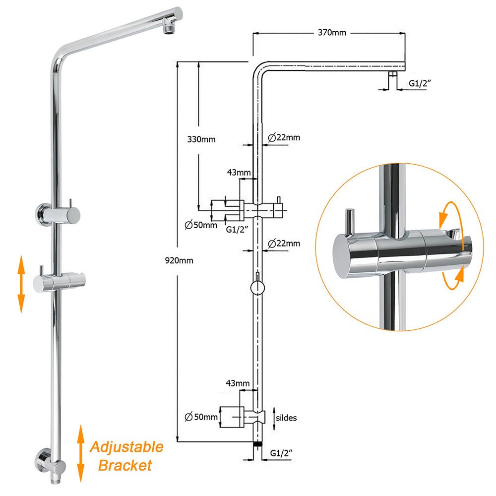 WELS Twin Shower Set Large Round 12" Rainfall Head 3 Modes Handheld Silde Rail - Furniture > Bathroom > Shower Heads & Screens - Rivercity House & Home Co. (ABN 18 642 972 209) - Affordable Modern Furniture Australia