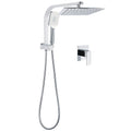 Twin Square 10" Rain Shower Head 3-Mode Handheld Diverter Wall Arm Mixer Set - Chrome
