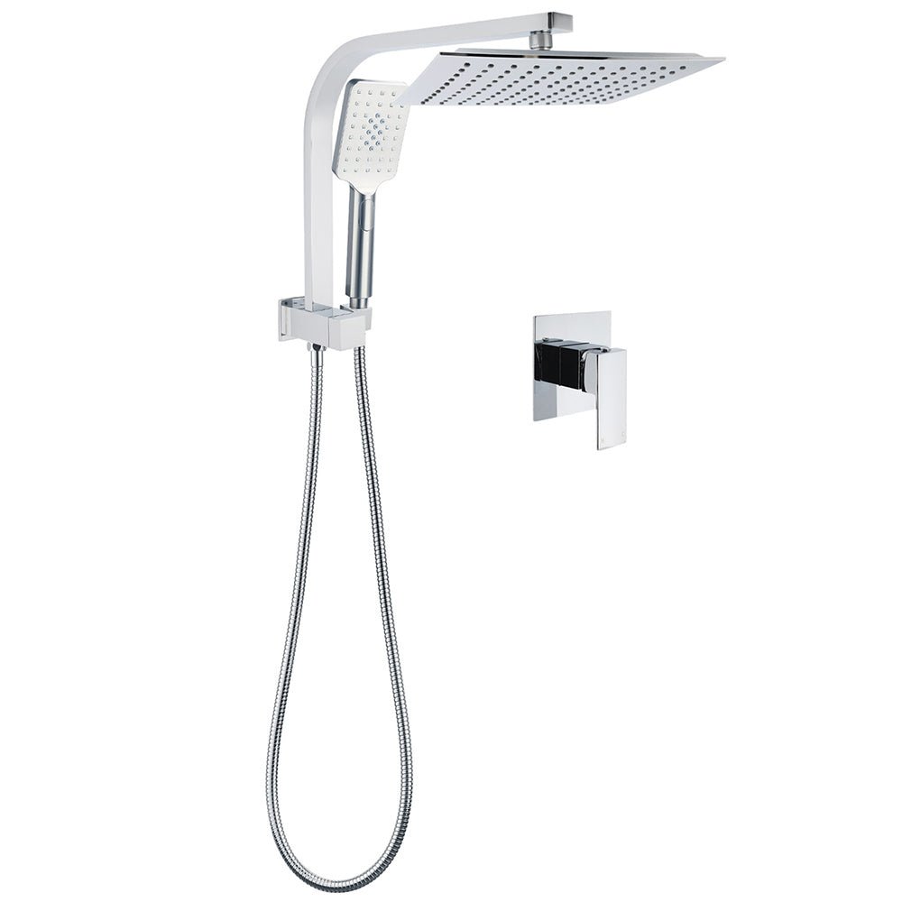 WELS Twin Square 10" Rain Shower Head 3 Mode Handheld Diverter Wall Arm Mixer Set - Furniture > Bathroom > Shower Heads & Screens - Rivercity House & Home Co. (ABN 18 642 972 209) - Affordable Modern Furniture Australia