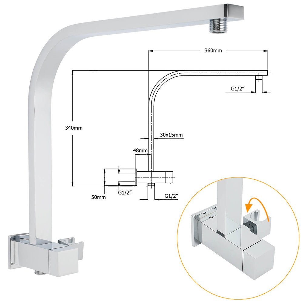 WELS Twin Square 10" Rain Shower Head 3 Mode Handheld Diverter Wall Arm Mixer Set - Furniture > Bathroom > Shower Heads & Screens - Rivercity House & Home Co. (ABN 18 642 972 209) - Affordable Modern Furniture Australia