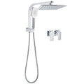 Twin Square 10" Rain Shower Head with 3-Mode Handheld Diverter & Wall Arm Taps Valve - Chrome