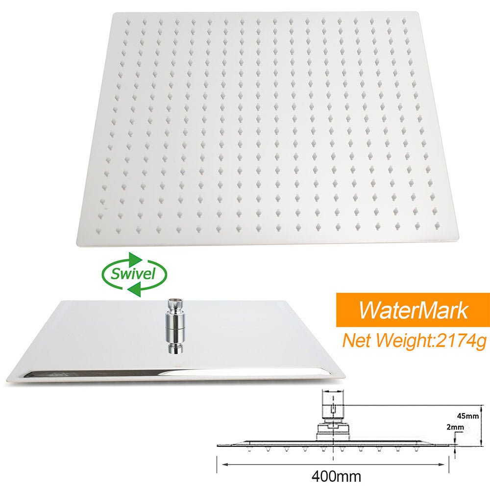 WELS Twin Square Shower Set 16" Rain Shower Head 3 Function Handheld Rail Arm Taps - Furniture > Bathroom > Shower Heads & Screens - Rivercity House & Home Co. (ABN 18 642 972 209) - Affordable Modern Furniture Australia