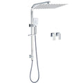 Twin Square 16" Rain Shower Set with 3-Function Handheld, Rail & Taps - Chrome