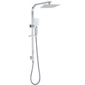 Twin Square 8" Rain Shower Head 3-Function Handheld Rail Arm Combo - Chrome