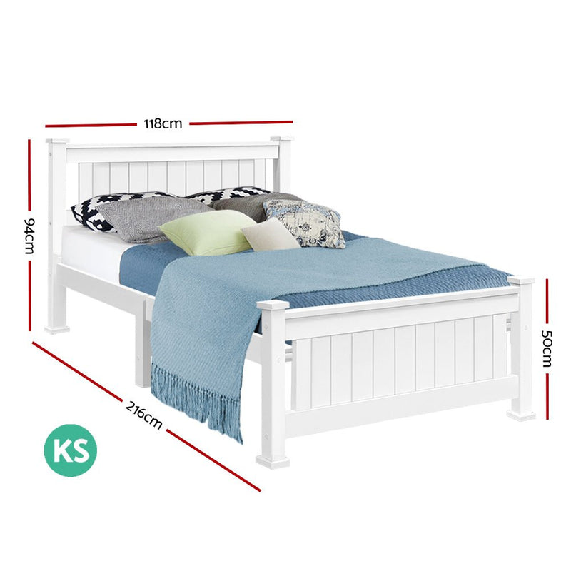 Wendy Wooden King Single Bed Frame White - Rivercity House & Home Co. (ABN 18 642 972 209) - Affordable Modern Furniture Australia