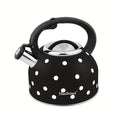 Whistling Stainless Steel Stovetop Tea Kettle 2.5L - Black & White Polka Dot