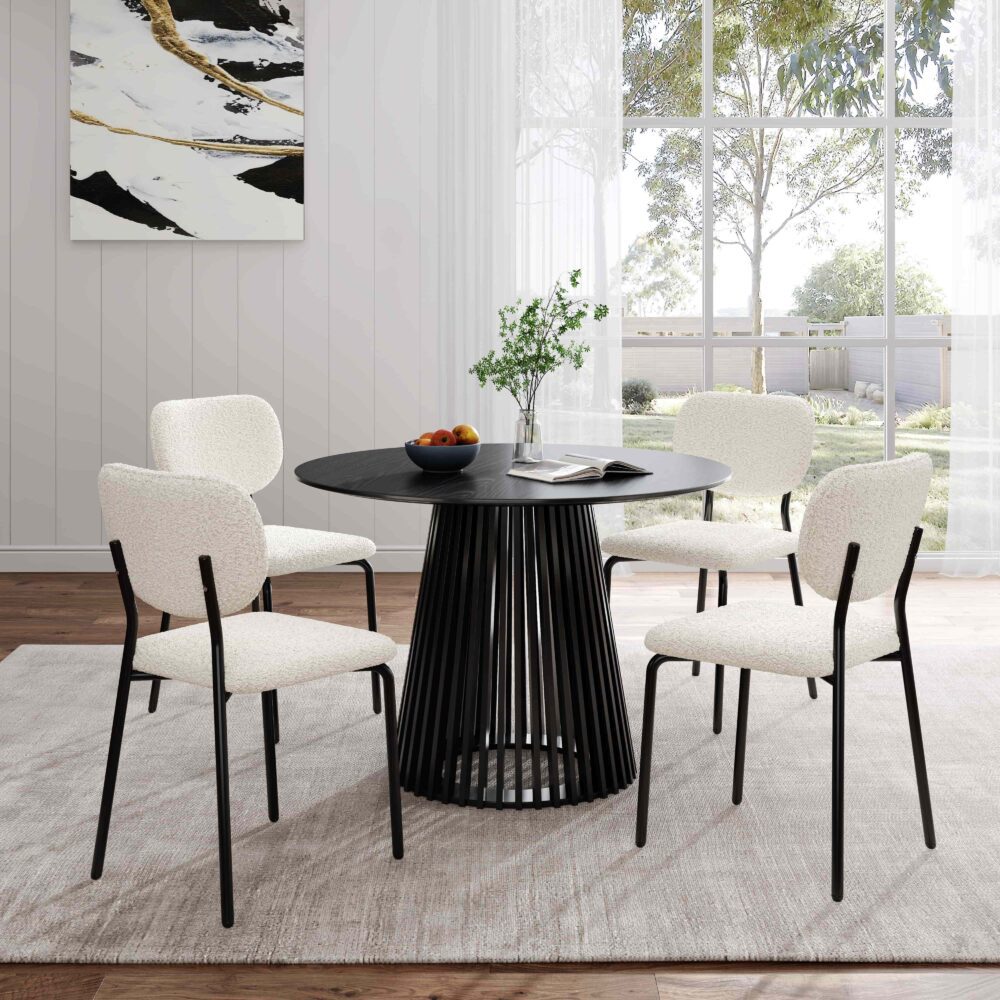 White Whisper Teddy Fabric Dining Chairs Duo - White - Furniture > Dining > Kitchen & Dining Chairs - Rivercity House & Home Co. (ABN 18 642 972 209) - Affordable Modern Furniture Australia