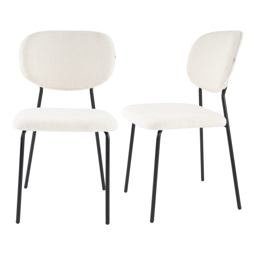 White Whisper Teddy Fabric Dining Chairs Duo - White - Furniture > Dining > Kitchen & Dining Chairs - Rivercity House & Home Co. (ABN 18 642 972 209) - Affordable Modern Furniture Australia