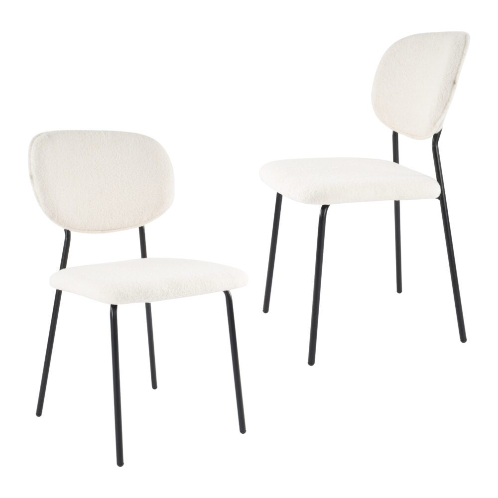 White Whisper Teddy Fabric Dining Chairs Duo - White - Furniture > Dining > Kitchen & Dining Chairs - Rivercity House & Home Co. (ABN 18 642 972 209) - Affordable Modern Furniture Australia