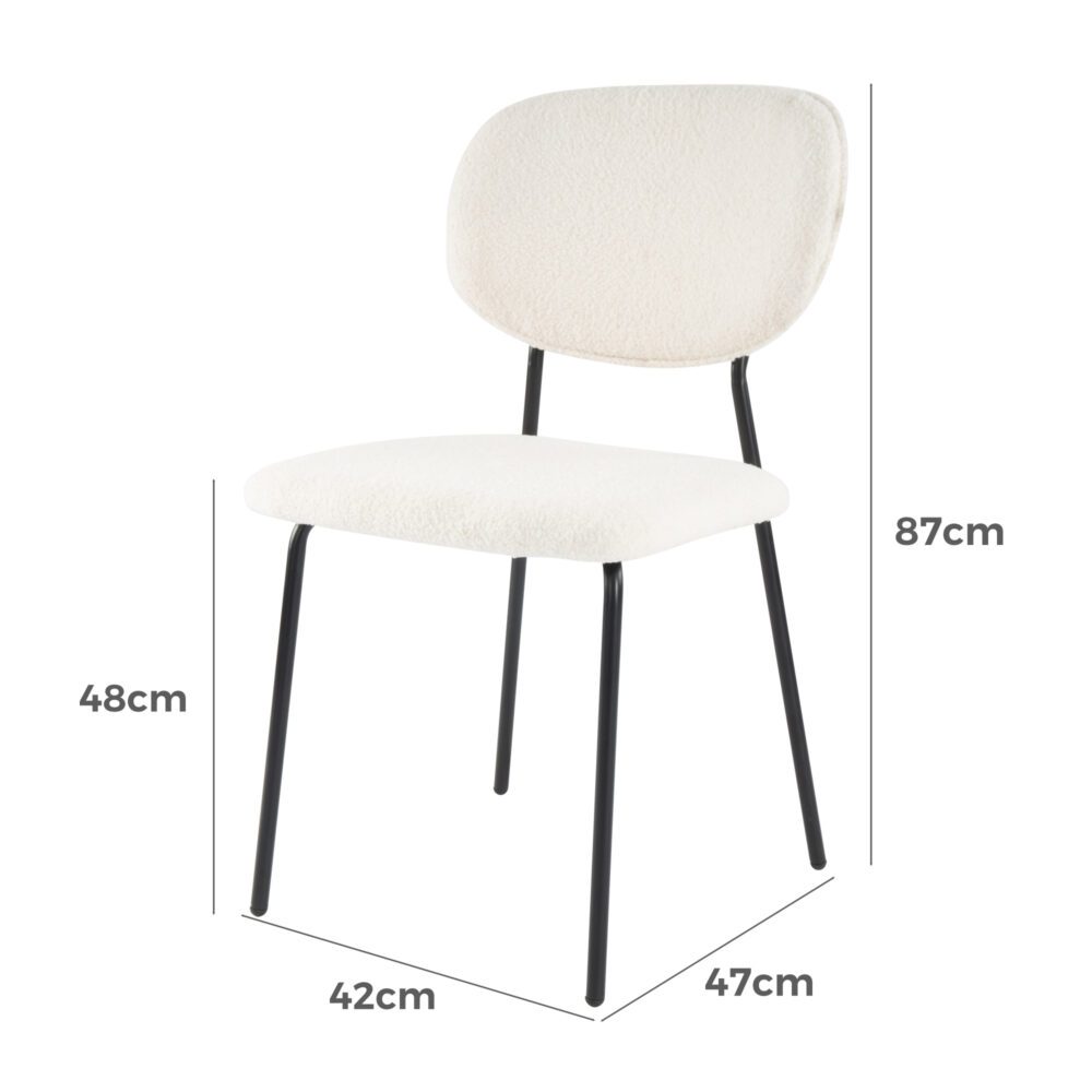 White Whisper Teddy Fabric Dining Chairs Duo - White - Furniture > Dining > Kitchen & Dining Chairs - Rivercity House & Home Co. (ABN 18 642 972 209) - Affordable Modern Furniture Australia