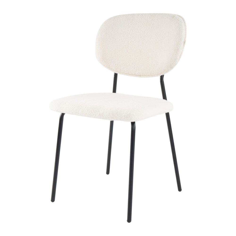 White Whisper Teddy Fabric Dining Chairs Duo - White - Furniture > Dining > Kitchen & Dining Chairs - Rivercity House & Home Co. (ABN 18 642 972 209) - Affordable Modern Furniture Australia