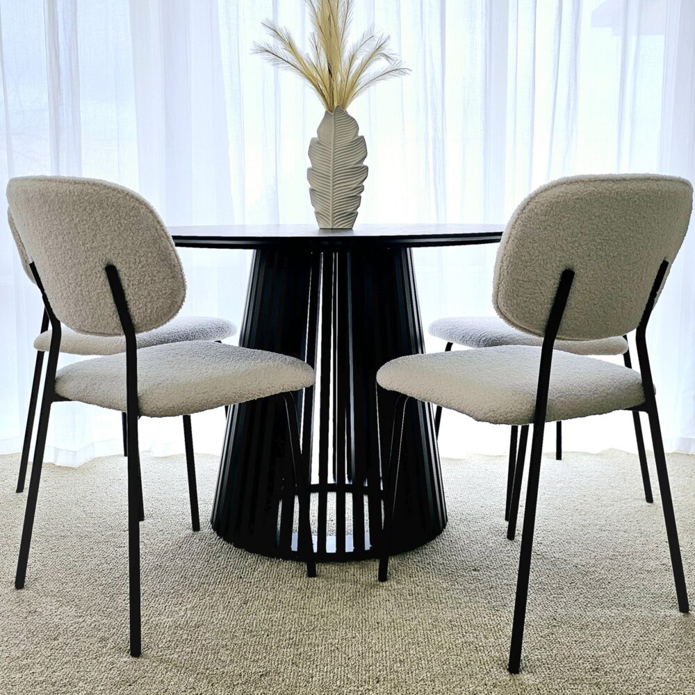 White Whisper Teddy Fabric Dining Chairs Duo - White - Furniture > Dining > Kitchen & Dining Chairs - Rivercity House & Home Co. (ABN 18 642 972 209) - Affordable Modern Furniture Australia