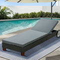Wicker Padded Cushion Sun Lounge Black