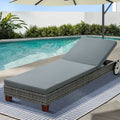Wicker Padded Cushion Sun Lounge Grey