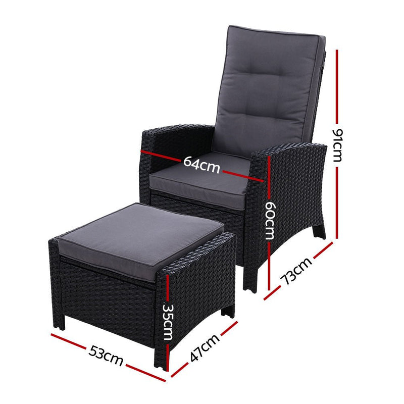 Wicker Sun lounge Recliners With Ottoman (Twin Pack) - Furniture - Rivercity House & Home Co. (ABN 18 642 972 209) - Affordable Modern Furniture Australia