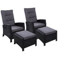 Wicker Sun lounge Recliners With Ottoman (Twin Pack)