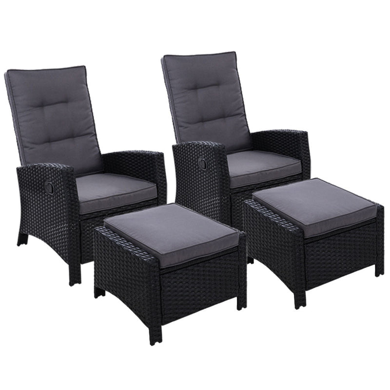 Wicker Sun lounge Recliners With Ottoman (Twin Pack) - Furniture - Rivercity House & Home Co. (ABN 18 642 972 209) - Affordable Modern Furniture Australia