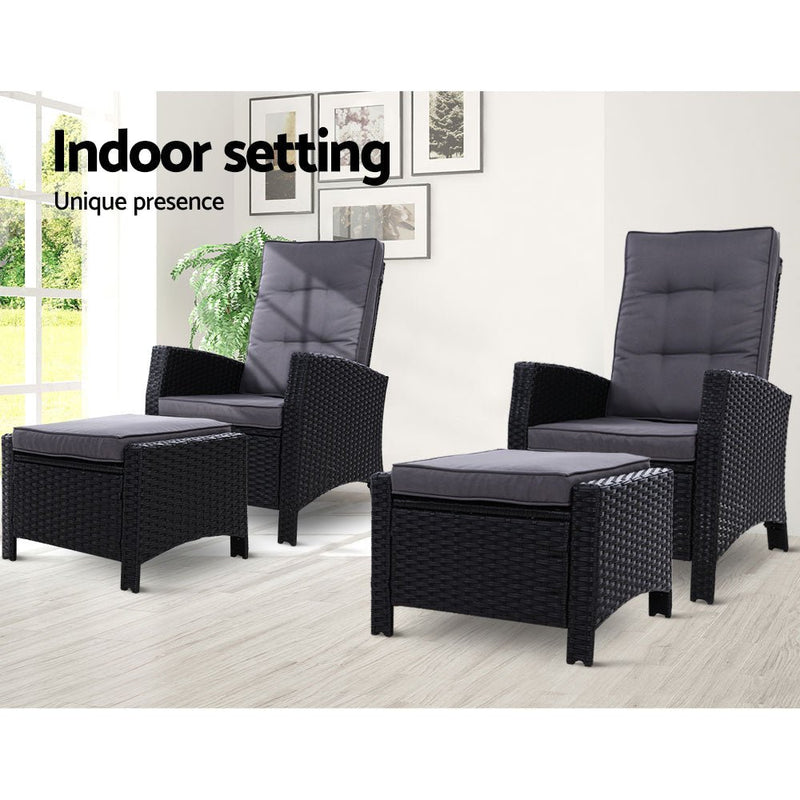 Wicker Sun lounge Recliners With Ottoman (Twin Pack) - Furniture - Rivercity House & Home Co. (ABN 18 642 972 209) - Affordable Modern Furniture Australia