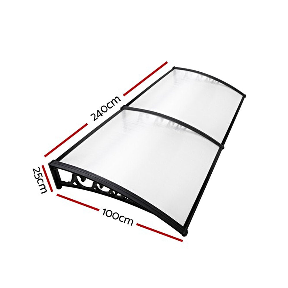 Window Door Awning 1mx2.4m Transparent - Home & Garden > Shading > Awnings - Rivercity House & Home Co. (ABN 18 642 972 209) - Affordable Modern Furniture Australia