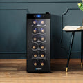 12 Bottle Wine Fridge Cooler with Touch Control - Black