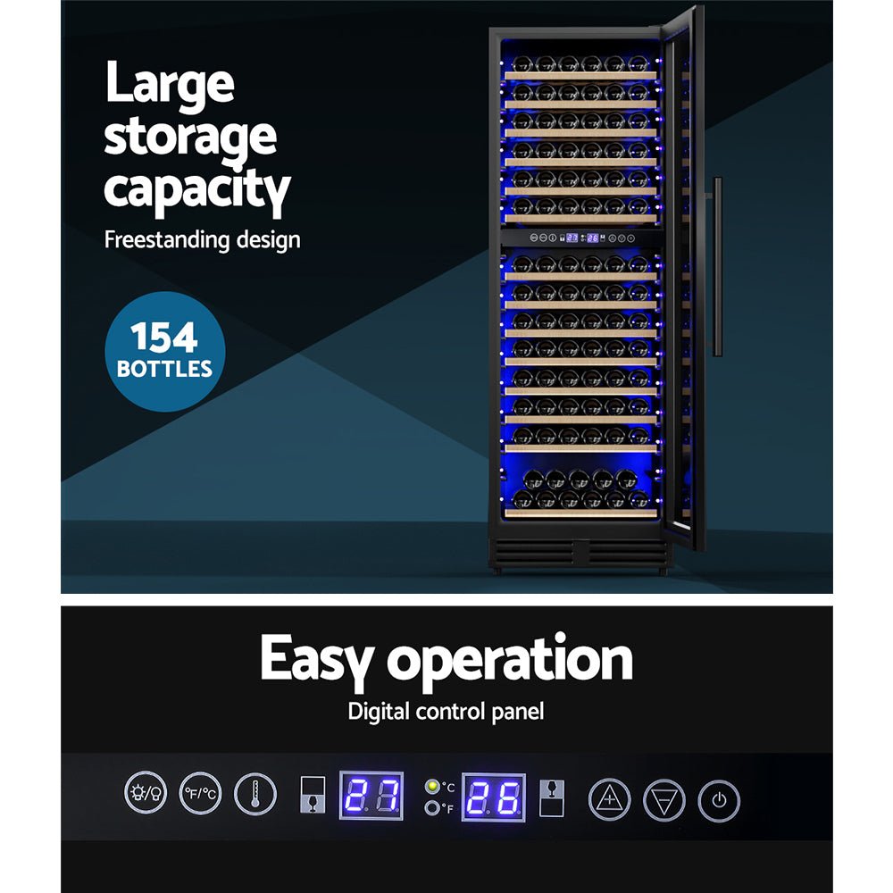 Wine Fridge Cooler Dual Zone 154 Bottles - Appliances > Fridges & Freezers > Wine Fridges - Rivercity House & Home Co. (ABN 18 642 972 209) - Affordable Modern Furniture Australia