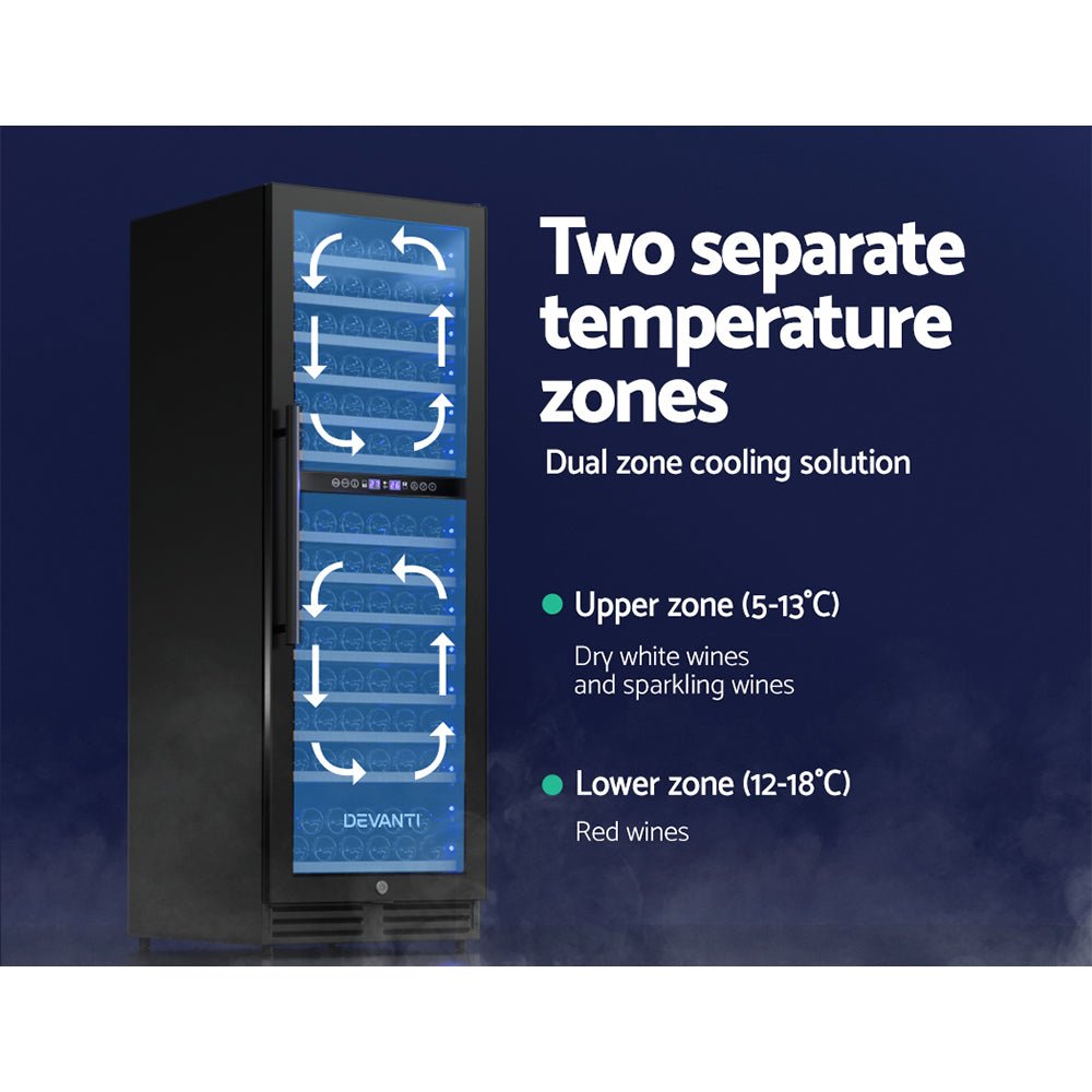 Wine Fridge Cooler Dual Zone 154 Bottles - Appliances > Fridges & Freezers > Wine Fridges - Rivercity House & Home Co. (ABN 18 642 972 209) - Affordable Modern Furniture Australia