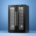 24 Bottle Dual Zone Wine Fridge Cooler with Lock - Black